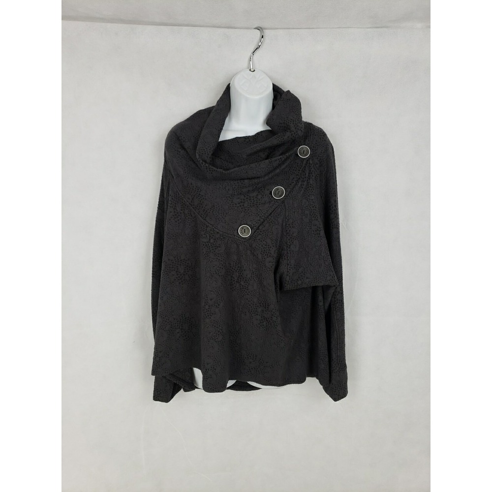 Kekoo Design Winter Size 3 Wide Buttoned Funnel neck Long Sleeve Gray Sweater